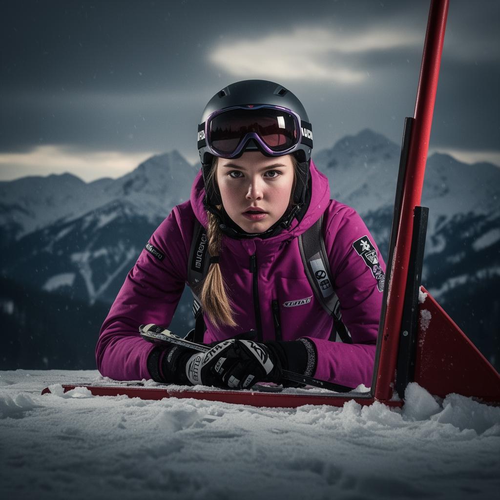 Youth ski racer in start gate